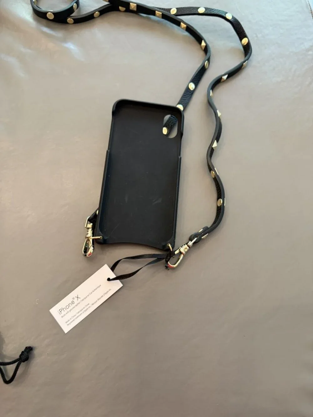 Bandolier iPhone X pebble leather crossbody iPhone holder
